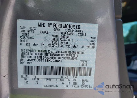 2008 Mercury Mariner Premier from USA, damaged, VIN 4M2CU87118KJ08023